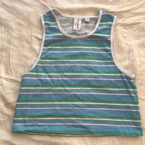 Collusion Striped Blue and Green Tank Top